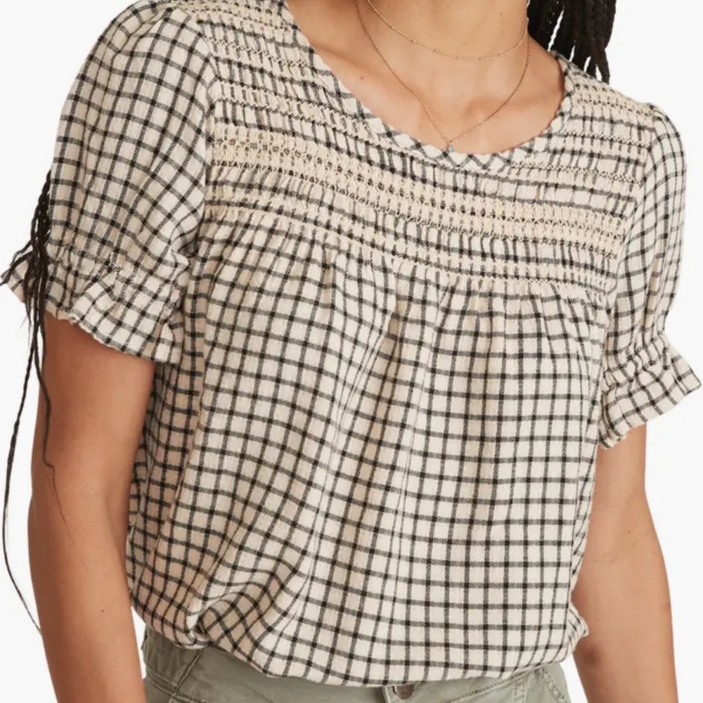 Marine Layer Elena Checkered Women's Top